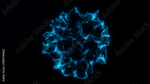 Bilde på lerret Abstract blue glowing energy core with fluid plasma waves forming dynamic organi