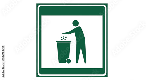 Person throwing trash into bin flat design vector illustration, clean environment sign