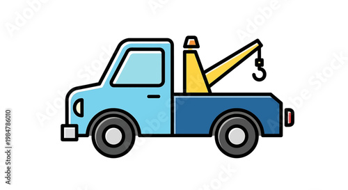 tow truck with crane lifting hook flat design vector illustration
