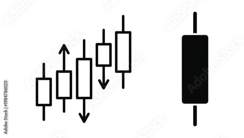 A collection of black and candlestick charts for stock market analysis and trading