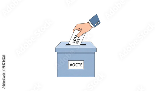 Hand voting ballot box icon election vote concept flat color editable vector illustration