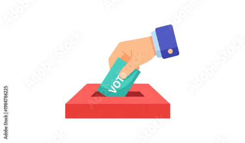 Vote concept hand ballot box icon colorful flat vector illustration election symbol design