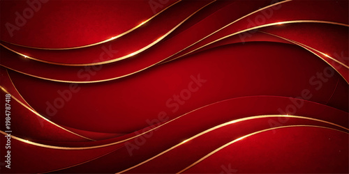 Luxurious red silk fabric creates a smooth abstract background with flowing satin waves and soft light patterns for a high-end textile backdrop illustration