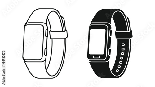 Vector illustration of smartwatch icons in black