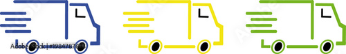 banner Fast delivery icon set. Free shipping, express delivery, 24 hours, fast van. Truck symbol vector graphic