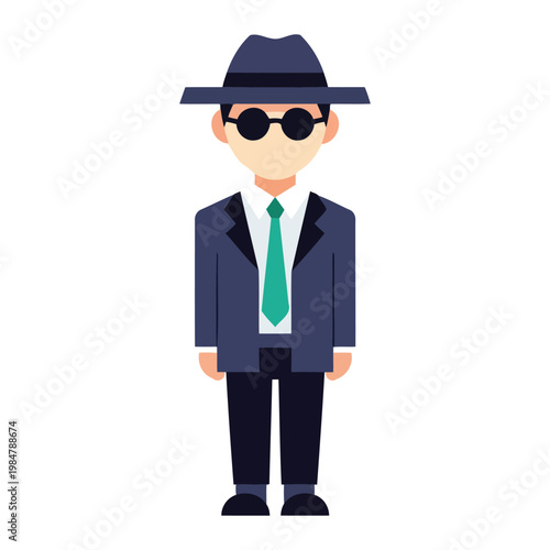 Cartoon man in suit and sunglasses 1