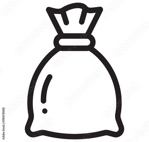 Money bag icon with exclamation mark on transparent background