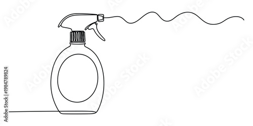 Minimalist Continuous Line Drawing of a Spray Bottle for Cleaning and Hygiene