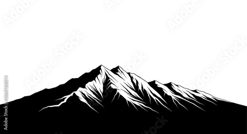 Snowcapped Mountain Peak Silhouette with Rugged Ridge.