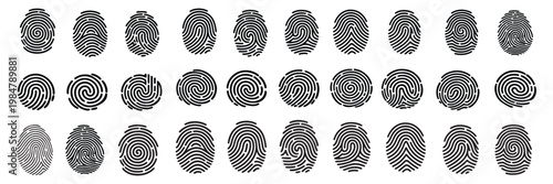 Fingerprint icon Graphic vector set. Fingerprint icon flat illustration set logo. Biometric authentication for security and access control.