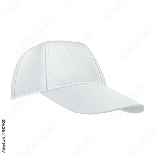 White baseball cap template design suitable for sports or casual wear in vector format for easy customization and use in digital projects
