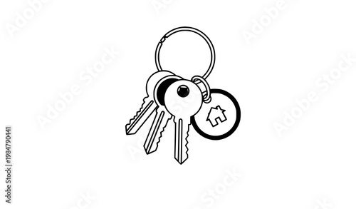 Keyring with keys and keyfob security icon home access vector illustration