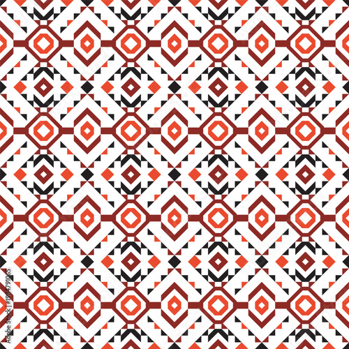 Ornamental Geometric Diamond Seamless Pattern Decoration for Fashion Fabric Background