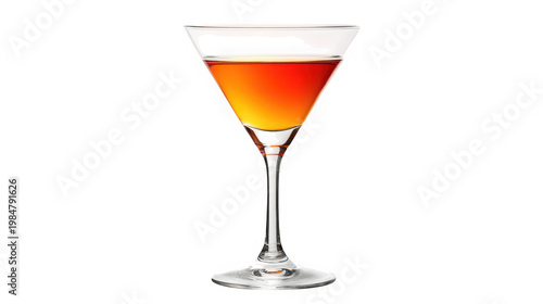A colorful cocktail in a martini glass on transparent background