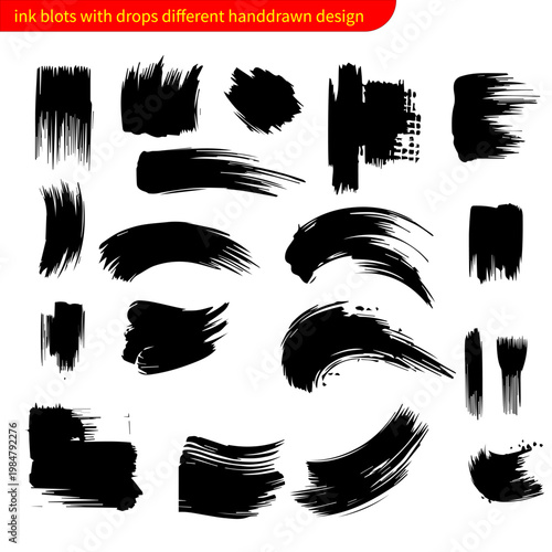Ink Blots and Brushstrokes: A collection of meticulously hand-drawn ink blots and brushstrokes, offering a versatile range of textures and designs for graphic compositions.