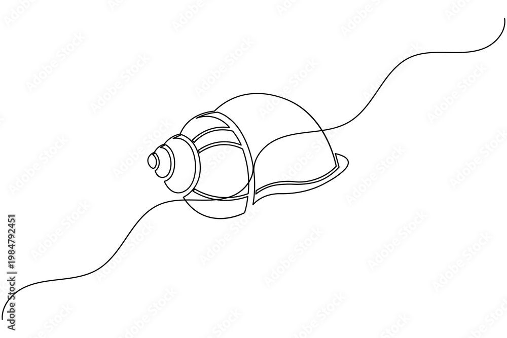 Obraz premium Simple Seashell One Line Drawing Minimal Abstract Shell Outline Ocean Vector Design