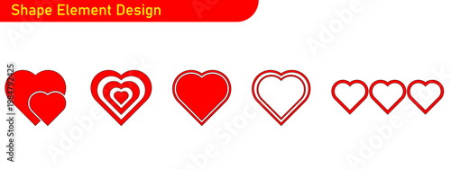 Design Elements of Love: A captivating design showcasing a variety of heart shapes, each exuding unique artistic flair and symbolic meaning