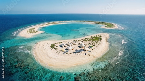 Aerial View of Serene Tropical Island with Beach and Clear Waters
