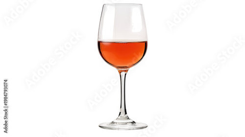 A glass of rose wine on transparent background