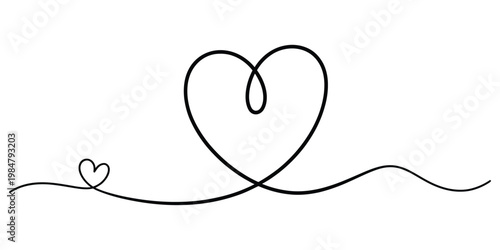 Minimalist Continuous One Line Heart Drawing Vector