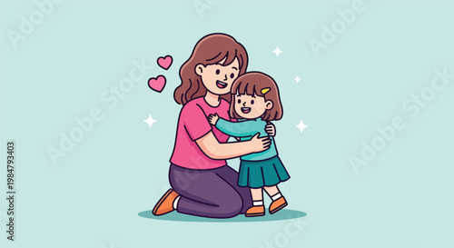 Mother and Daughter Hugging with Love and Affection.
