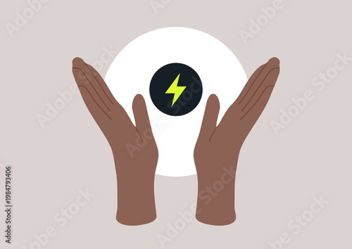 hands gracefully hold a vibrant energy orb, showcasing the essence of saving energy in today’s environmentally conscious society