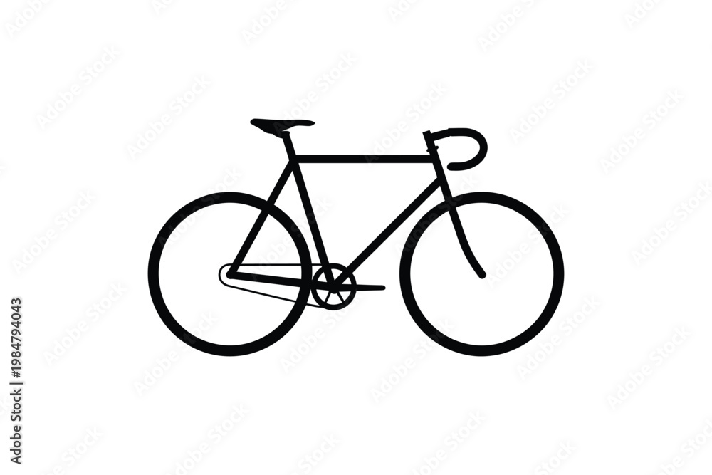 Fototapeta premium A simple black and white illustration depicts a classic road bicycle in profile view