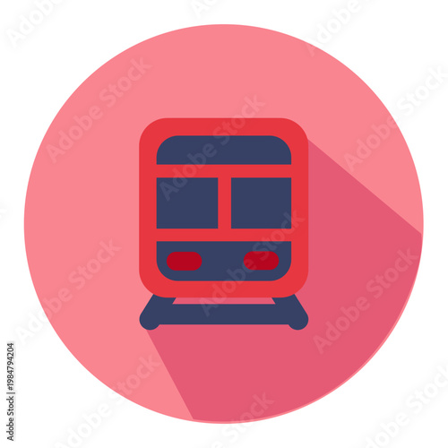 Vector Of Train Public Icon_Circle Flat Icon