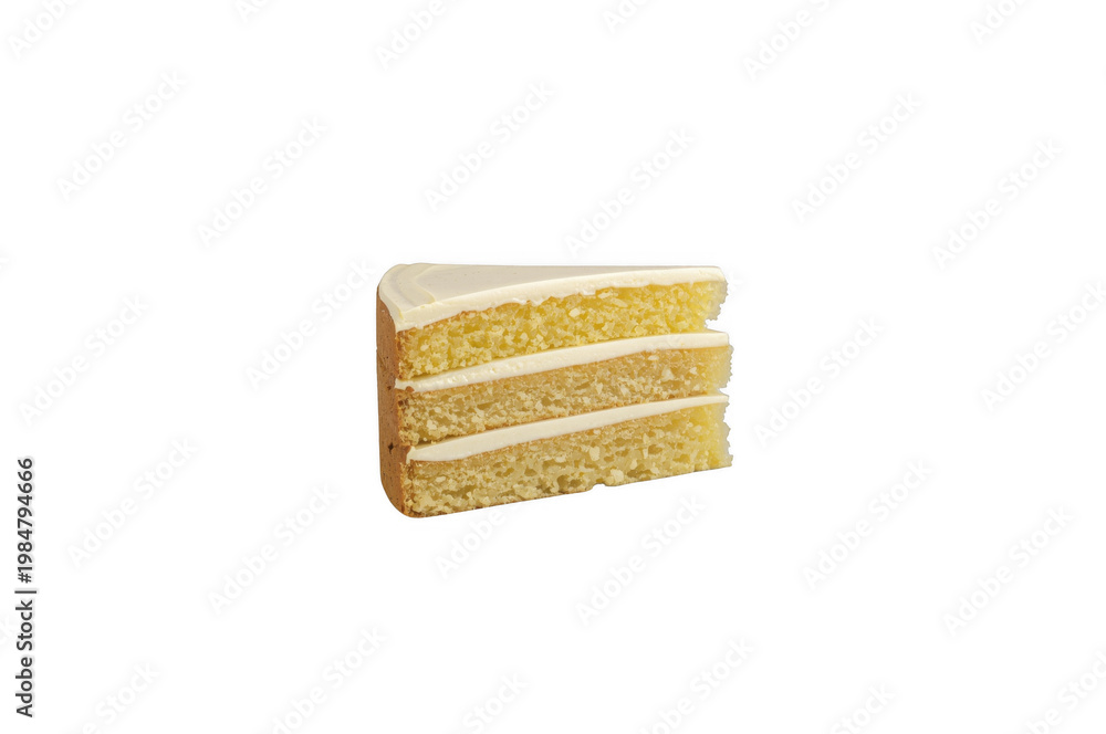 Fototapeta premium Vanilla layer cake slice with white frosting