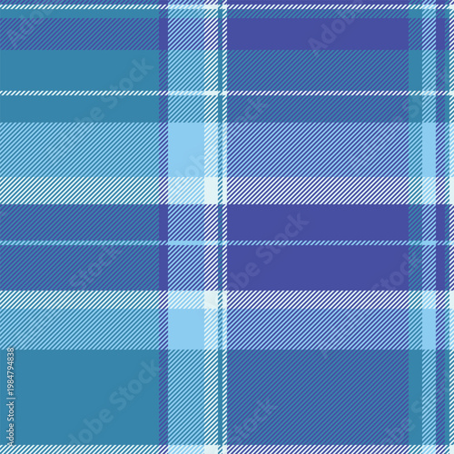 No people vector textile texture, decorating fabric check seamless. Pride background tartan plaid pattern in cyan and indigo colors.