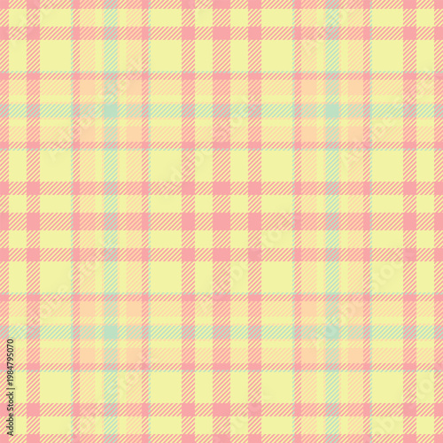 Minimal background vector textile, curved tartan plaid check. Robe fabric texture seamless pattern in lime and red colors.