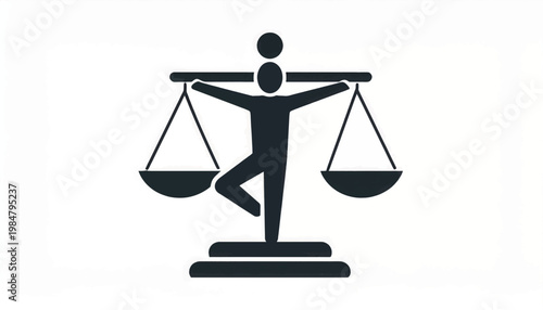 Balance Scale with Human Figure Symbolizing Justice.