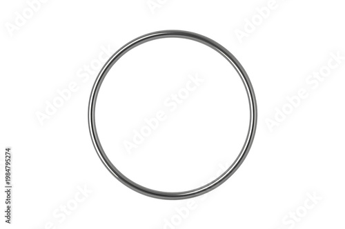 Silver metallic circle ring frame on transparent background