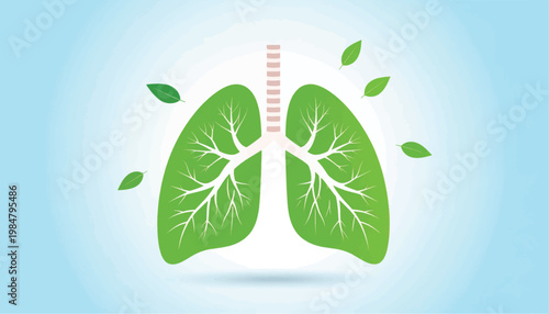 Green Lungs with Leaves and Trachea.