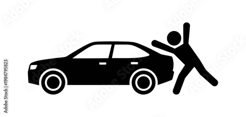 Vector of a person being hit by a car in an accident scene