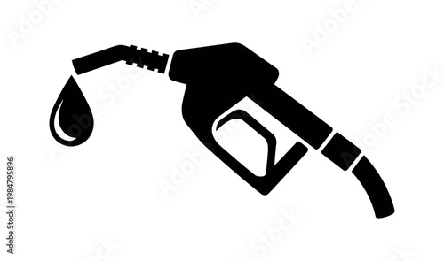 Vector illustration of a gas pump fuel nozzle with a single drop of fuel