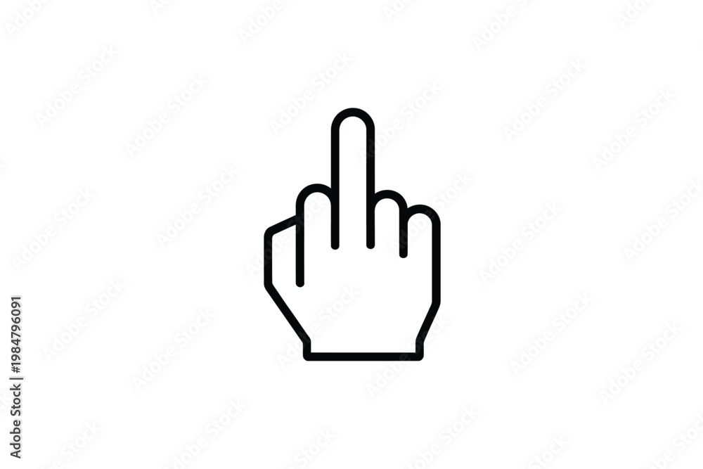 Obraz premium A simple black and white line drawing depicts a hand giving the middle finger gesture