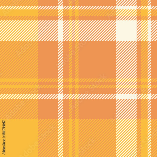 Retail texture seamless background, platform textile fabric plaid. Day vector tartan pattern check in orange and amber colors.