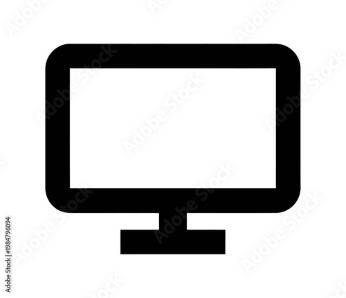 Depicts a vector illustration of a flat screen computer monitor