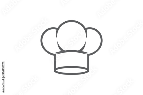 Simple black and white line drawing of a traditional chef s toque or hat