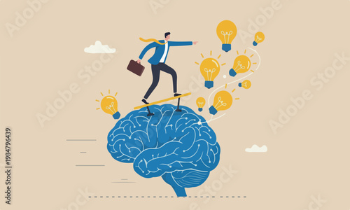 Foto Brain intelligence creativity to control thinking process for new idea, smart or