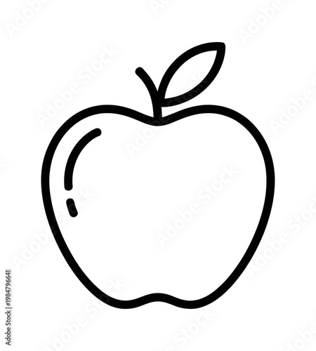 Vector of a simple black apple with a leaf