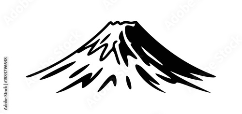 Vector of a majestic mountain peak in a simple, modern style.