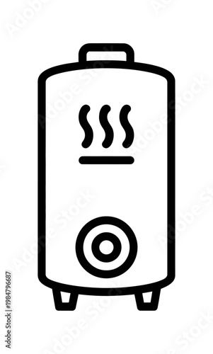Vector of a modern water heater with steam rising from the top in a simple design