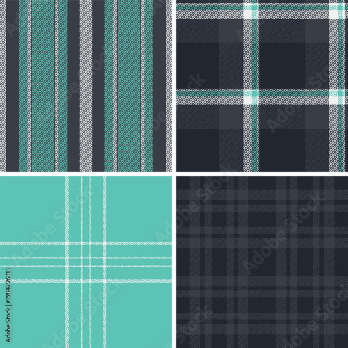 Plaid pack developed for branding refresh. Spring tartan designs add freshness and charm. Vector files support updates.