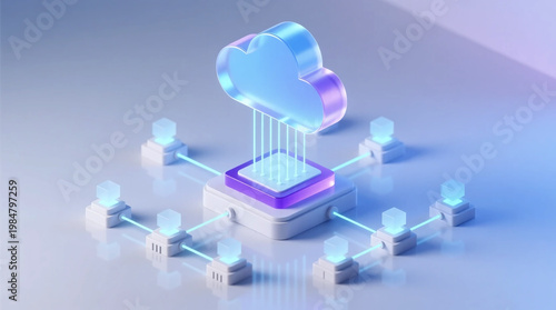 Cloud fintech concept on infrastructure of financial technology adoption systems with API connections for digital banking and scalable data processing