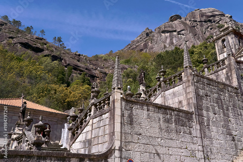Sanctuary of Our Lady of Peneda. Arcos de Valdevez (Portugal), March 26, 2026. It was built in the Peneda-Gerês Natural Park. It is in the Baroque style. 