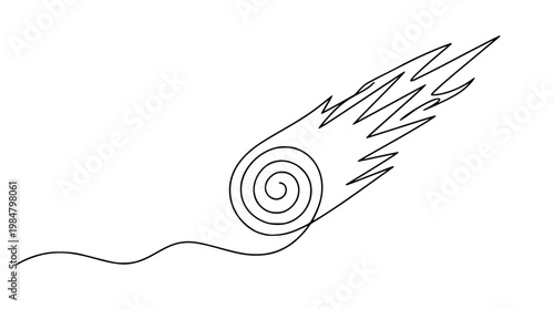 Vector illustration of a comet with a spiral tail