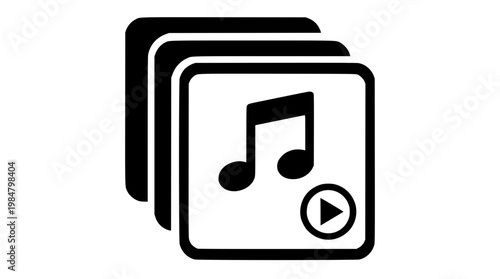 Vector graphic of music playlist with play button icon