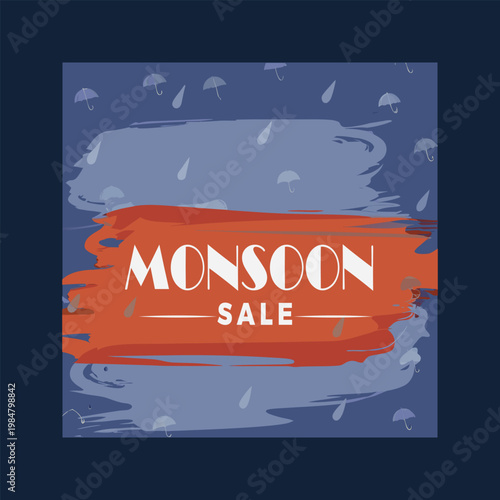 Monsoon sale advertisement with purple background